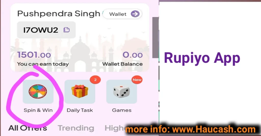 rupiyo app spin and earn